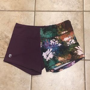 Purple/Floral Born Primitive Medium Workout Active Exercise  Shorts